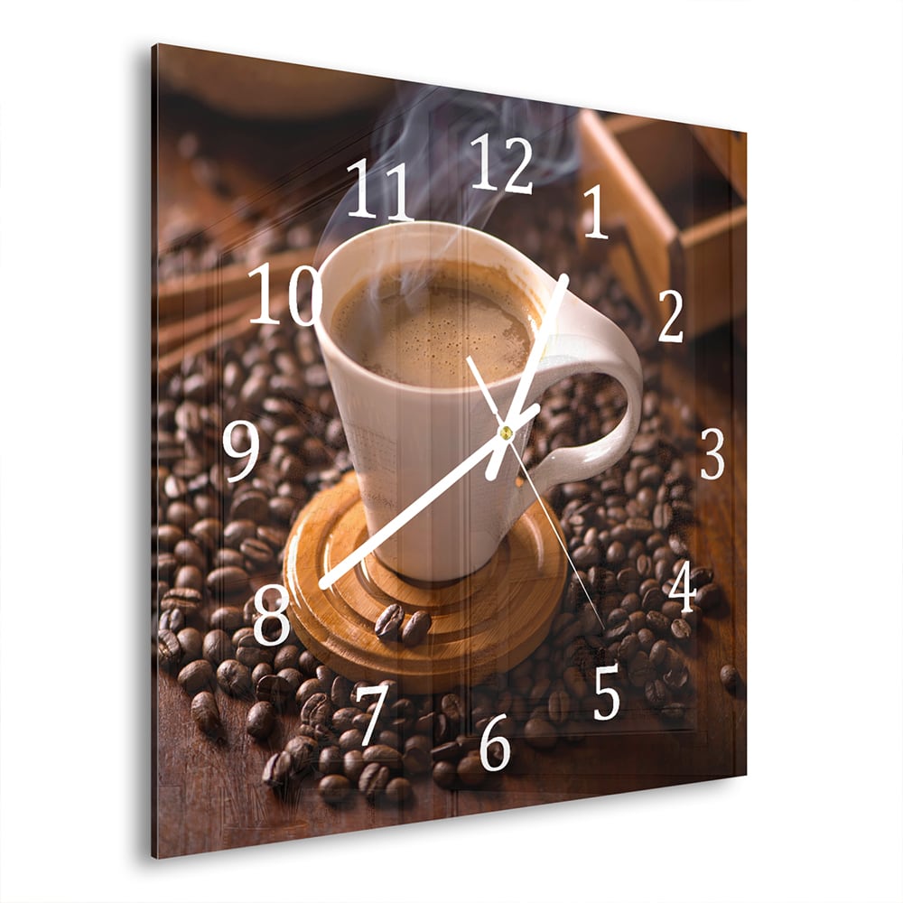 Wandklok 30x30 - Gehard Glas - Warme Kop Koffie