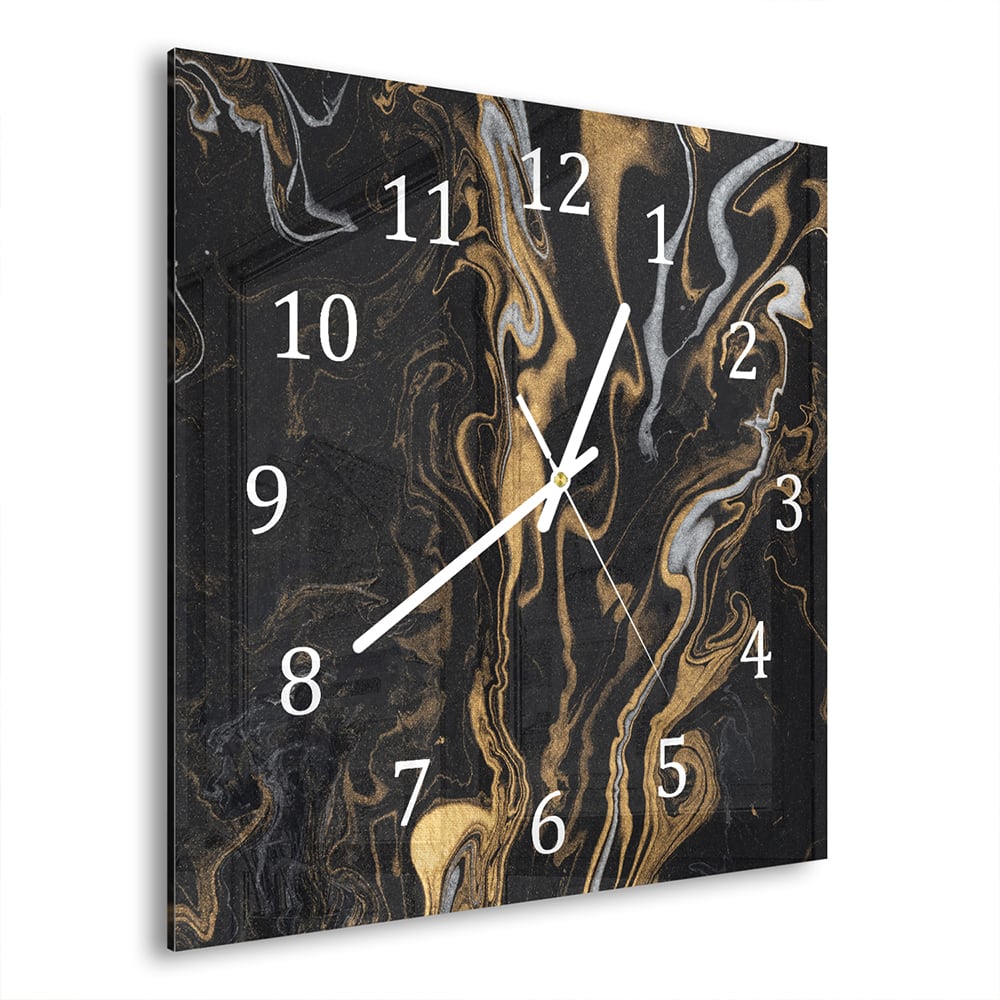 Wandklok Marmer Inkt Papier Textuur 30x30 cm gehard glas