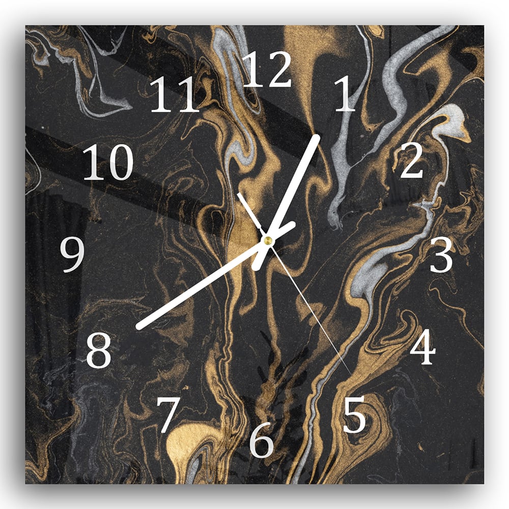 Wandklok 30x30 - Gehard Glas - Marmer Inkt Papier Textuur