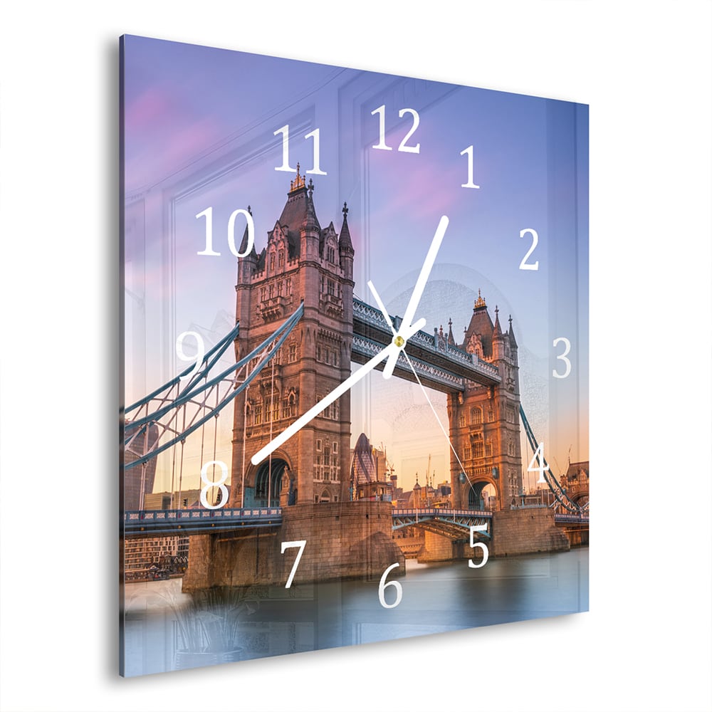 Wandklok 30x30 - Gehard Glas - Tower Bridge bij Zonsondergang