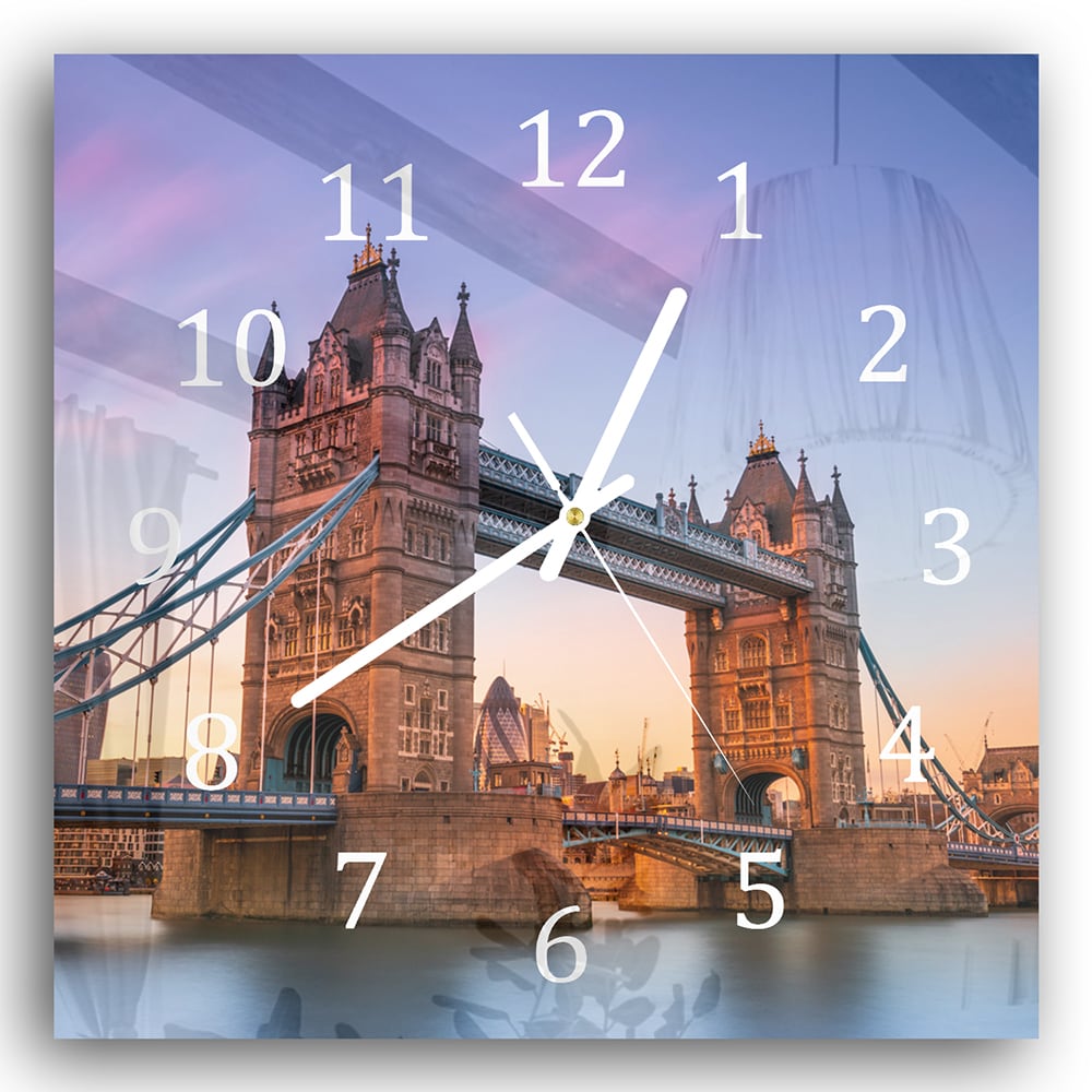 Wandklok 30x30 - Gehard Glas - Tower Bridge bij Zonsondergang