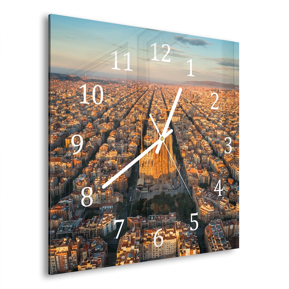 Wandklok 30x30 - Gehard Glas - Luchtfoto van Sagrada Familia