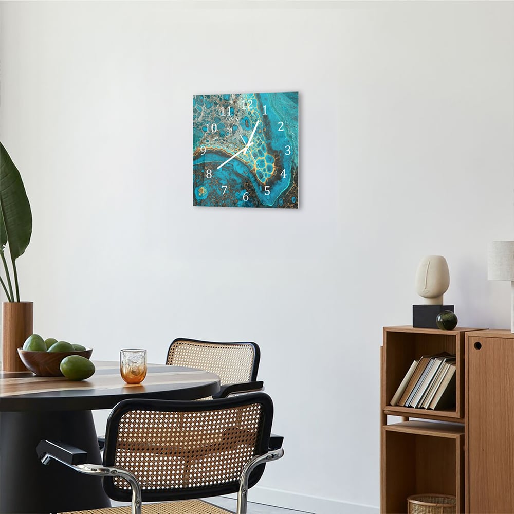 Wandklok 30x30 - Gehard Glas - Blauw Marmereffect