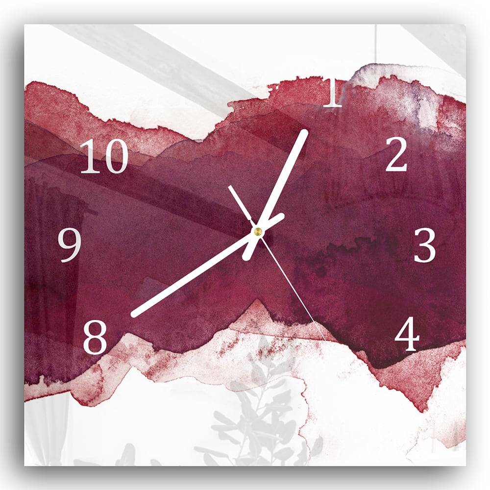 Wandklok 30x30 - Gehard Glas - Rode Waterverf Streep