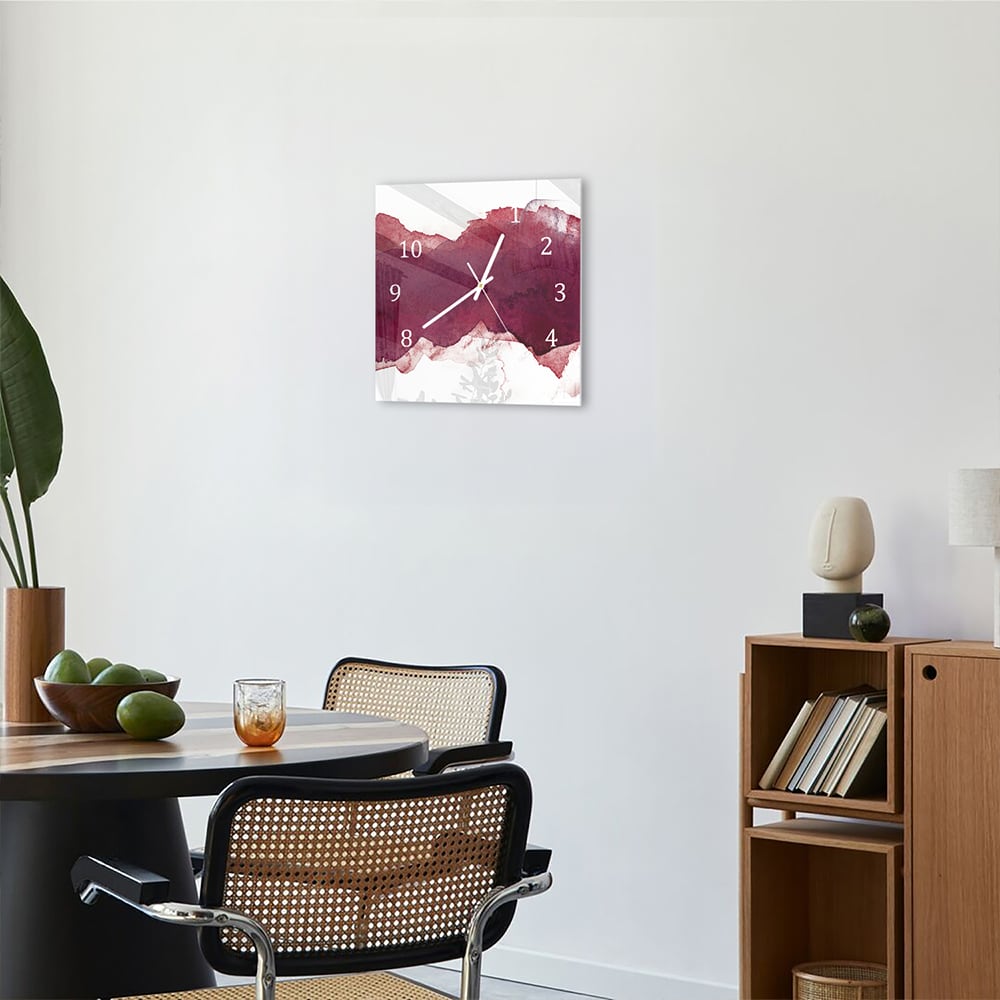 Wandklok 30x30 - Gehard Glas - Rode Waterverf Streep
