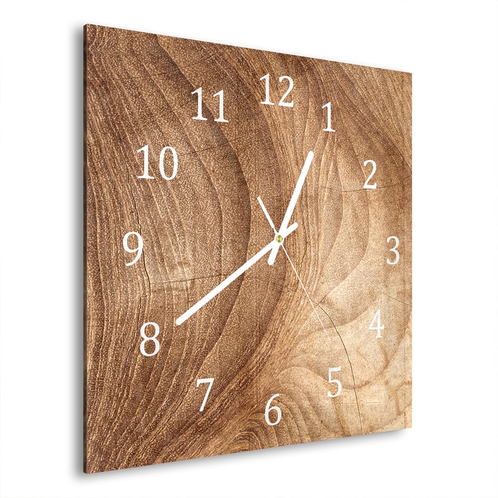 Wandklok 30x30 - Gehard Glas - Hout Textuur