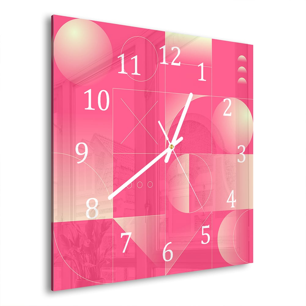 Wandklok Rood Abstract Kunstwerk 30x30 cm gehard glas