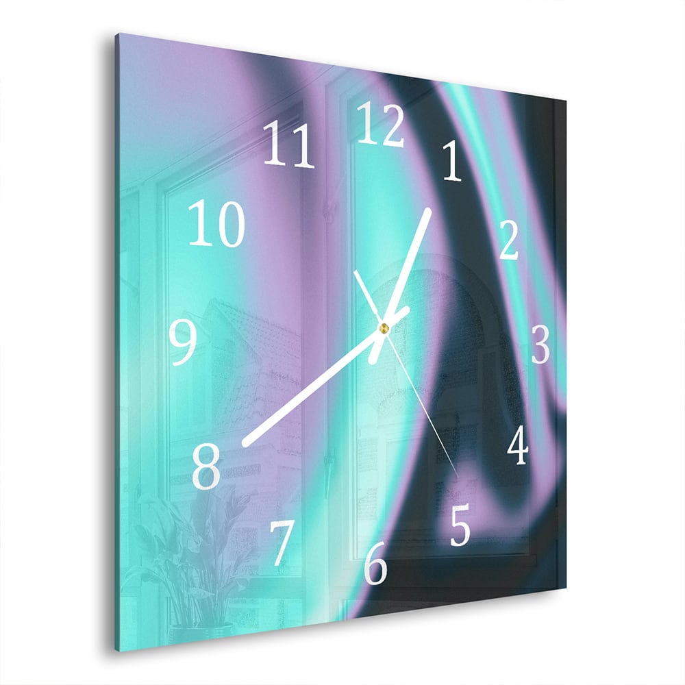 Wandklok 30x30 - Gehard Glas - Neon Golven