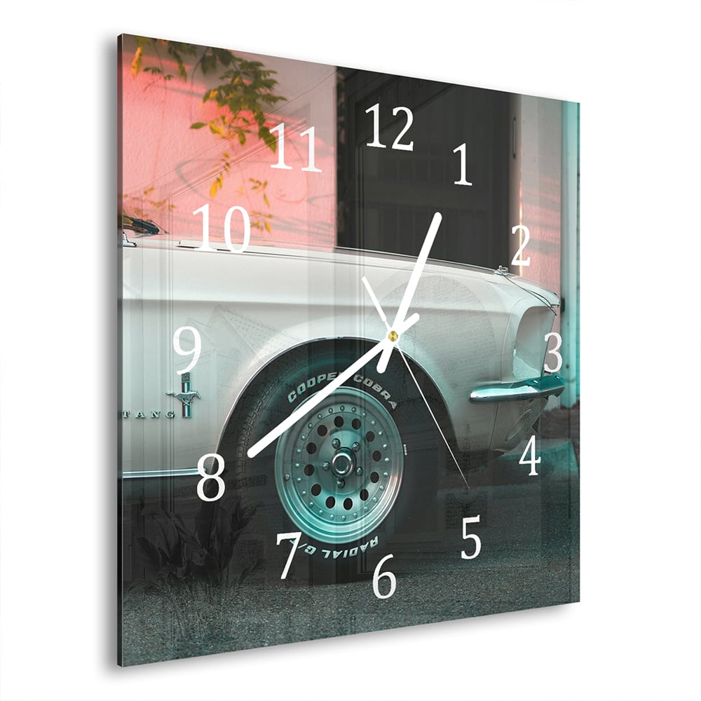 Wandklok Ford Mustang 30x30 cm gehard glas