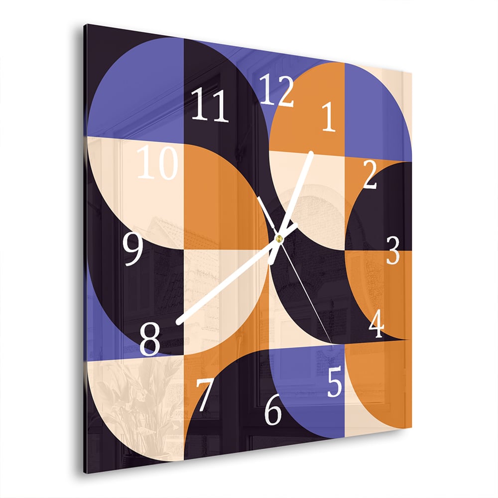 Wandklok Kleurrijk Abstract Kunstwerk 30x30 cm gehard glas