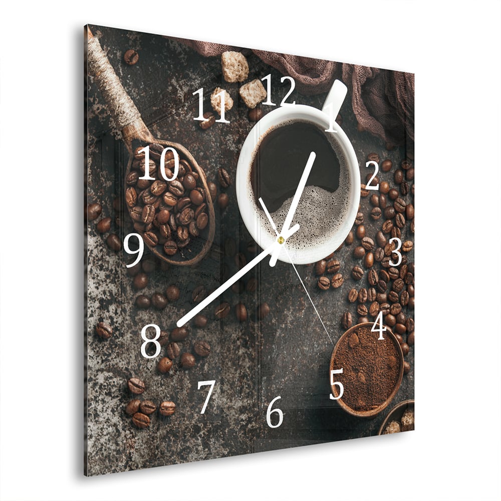 Wandklok 30x30 - Gehard Glas - Koffie en Bonen