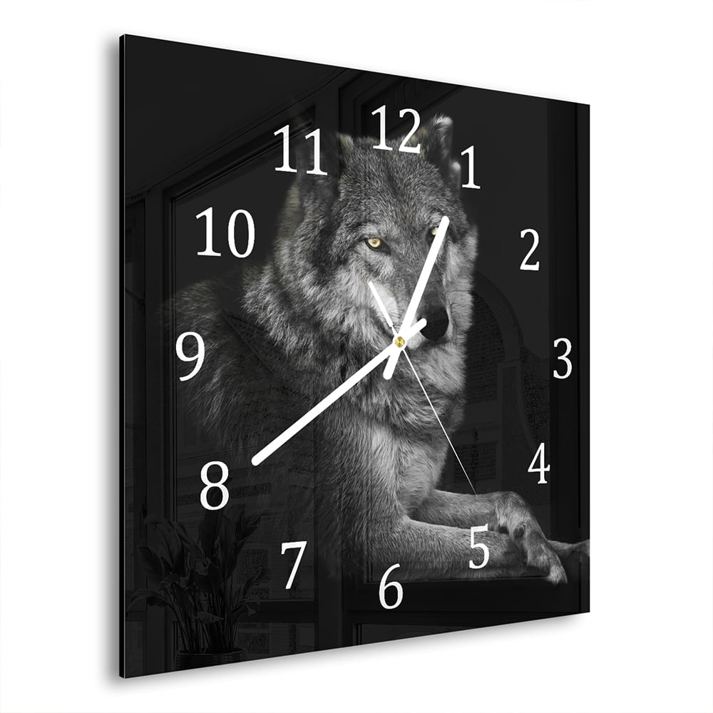 Wandklok 30x30 - Gehard Glas - Vrouwelijke Wolf