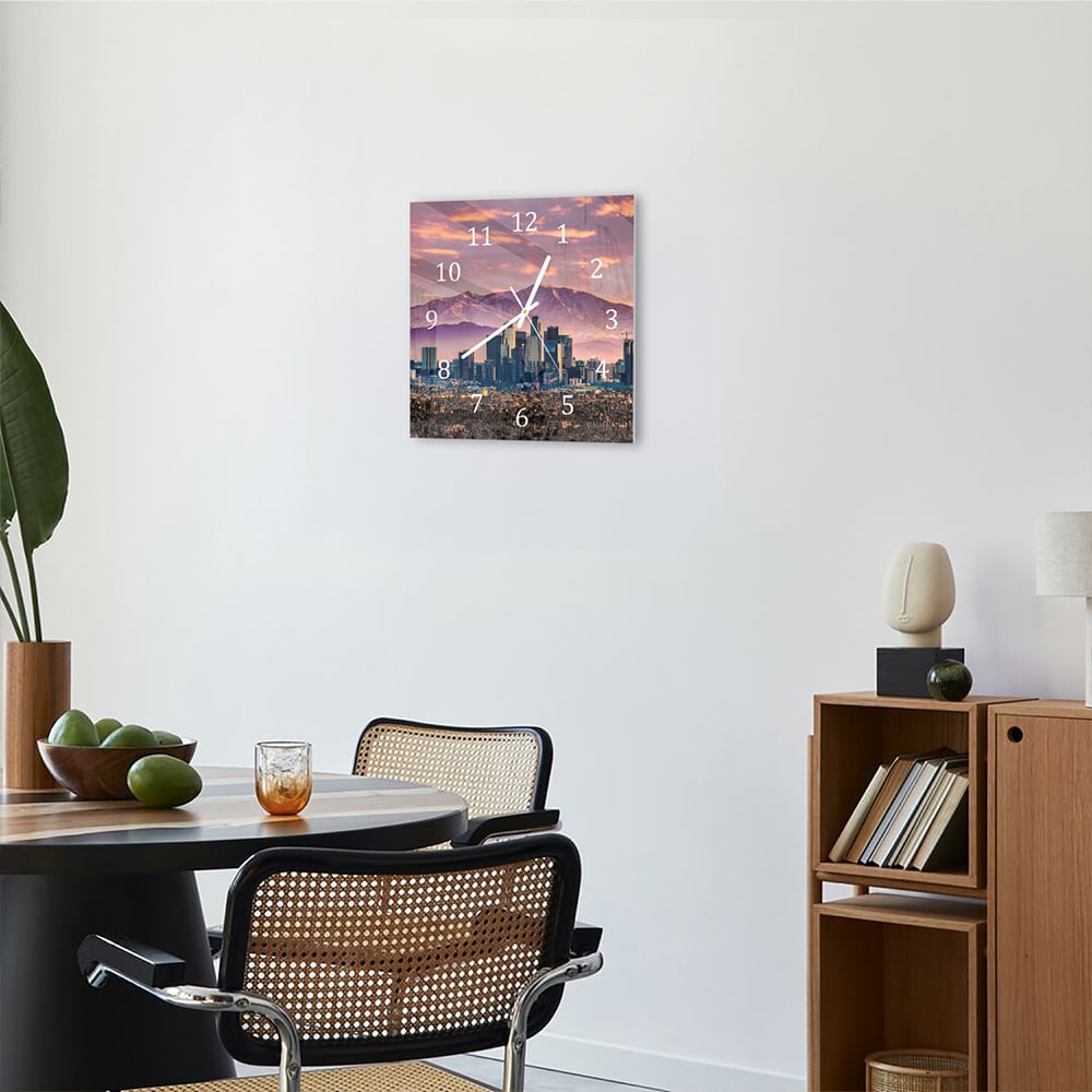 Wandklok 30x30 - Gehard Glas - Los Angeles Skyline bij Zonsondergang