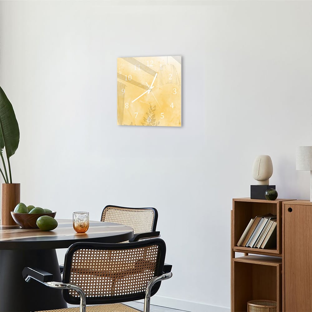 Wandklok 30x30 - Gehard Glas - Gele Waterverf