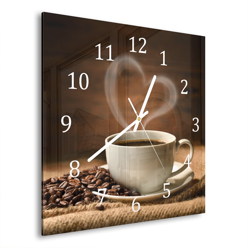 Wandklok 30x30 - Gehard Glas - Koffie met een Hart