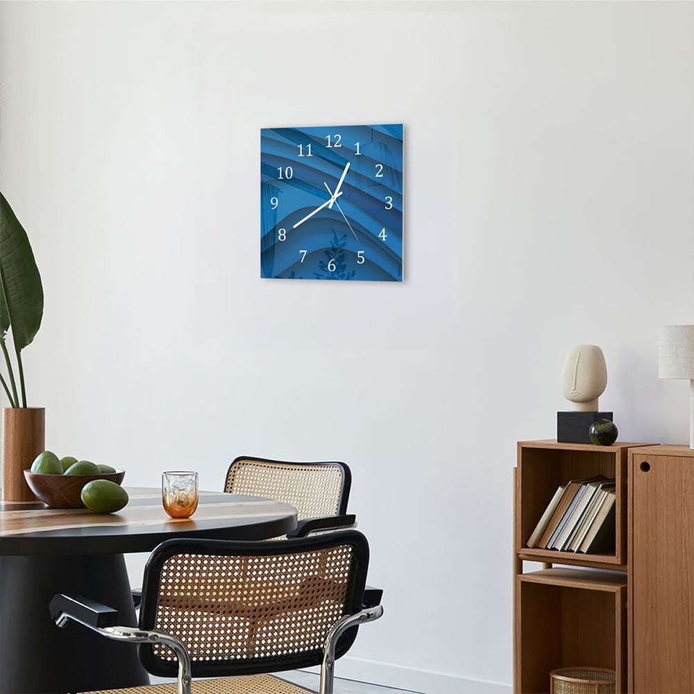 Wandklok 30x30 - Gehard Glas - Donkerblauwe Papier Golven