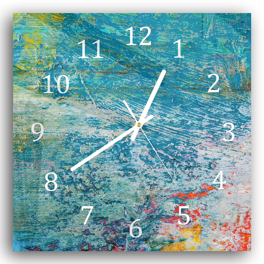 Wandklok 30x30 - Gehard Glas - Helder Olieverfpalet