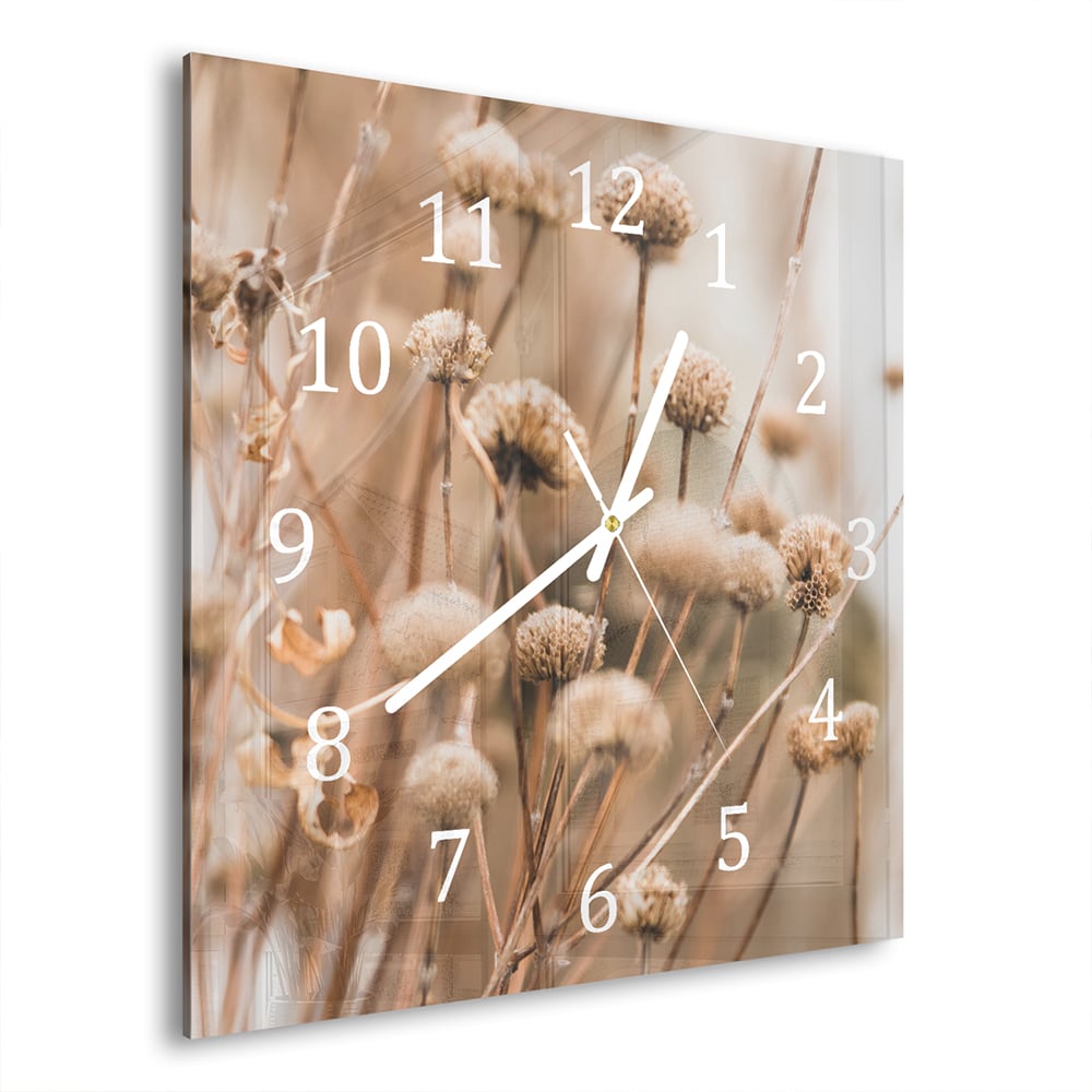 Wandklok 30x30 - Gehard Glas - Winterse Droogbloemen