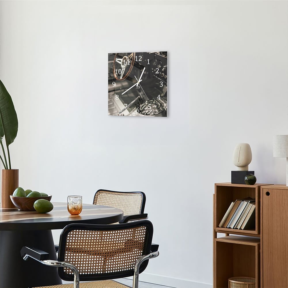 Wandklok 30x30 - Gehard Glas - Auto Interieur Kaal