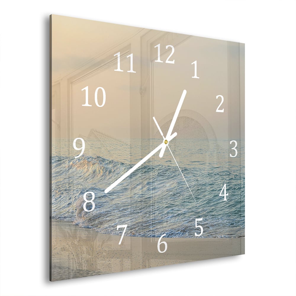 Wandklok 30x30 - Gehard Glas - Golvende Oceaan