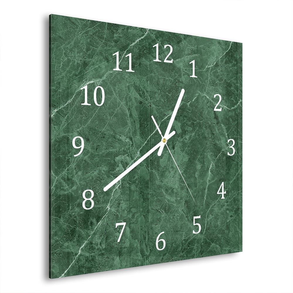 Wandklok 30x30 - Gehard Glas - Groen Marmer