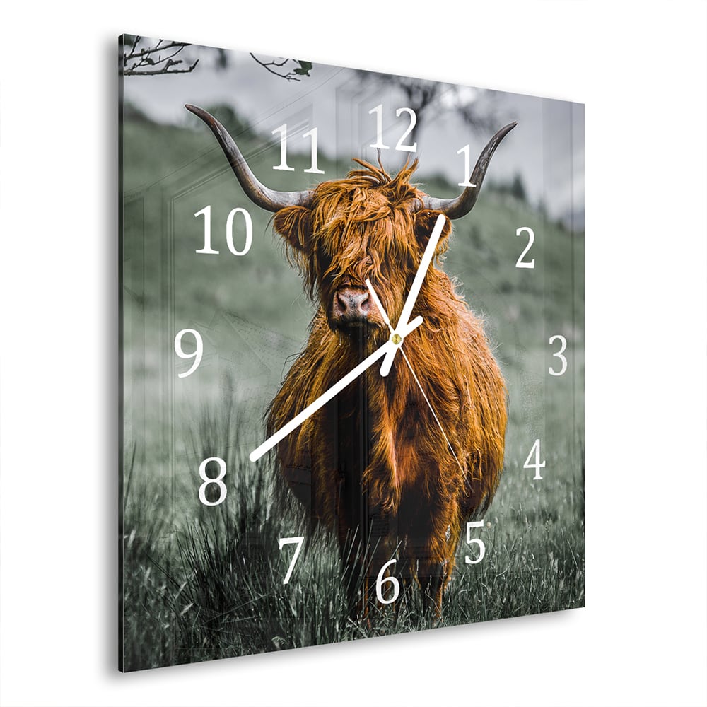 Wandklok 30x30 - Gehard Glas - Schotse Hooglander