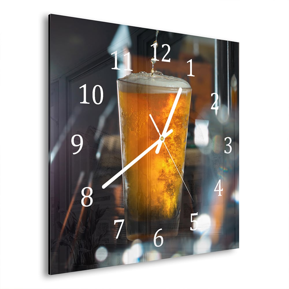 Wandklok 30x30 - Gehard Glas - Vers Getapt Bier