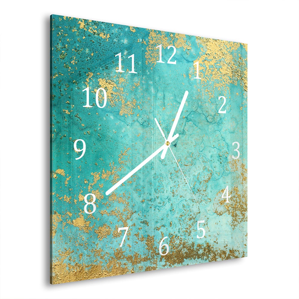 Wandklok Abstract Vloeibaar Schilderij 30x30 cm gehard glas
