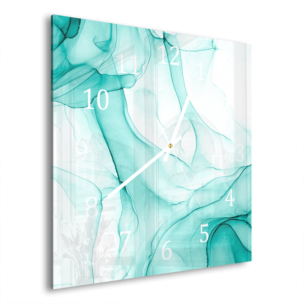 Wandklok 30x30 - Gehard Glas - Aqua Marmer