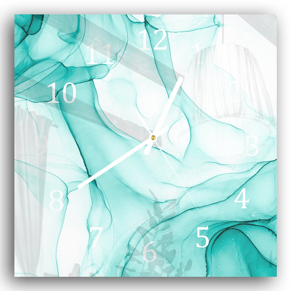 Wandklok 30x30 - Gehard Glas - Aqua Marmer