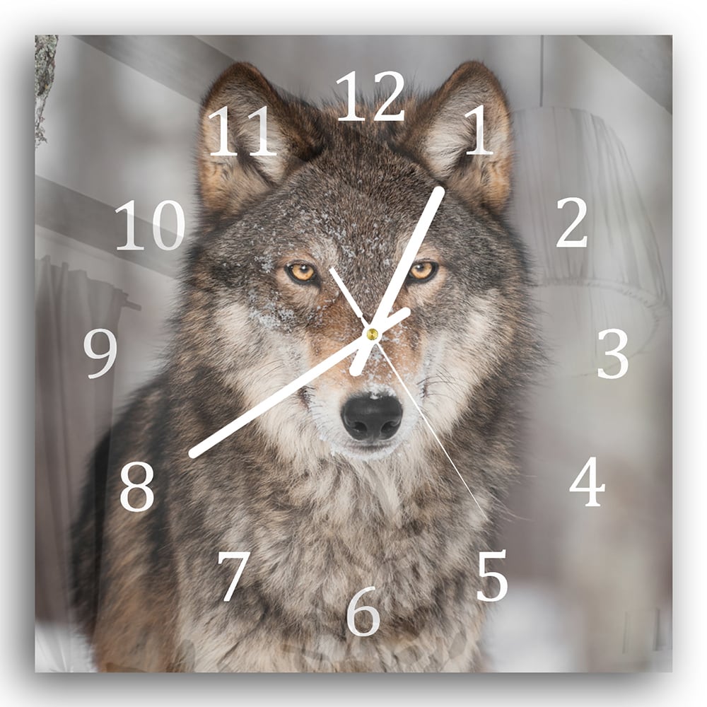 Wandklok 30x30 - Gehard Glas - Grijze Wolf