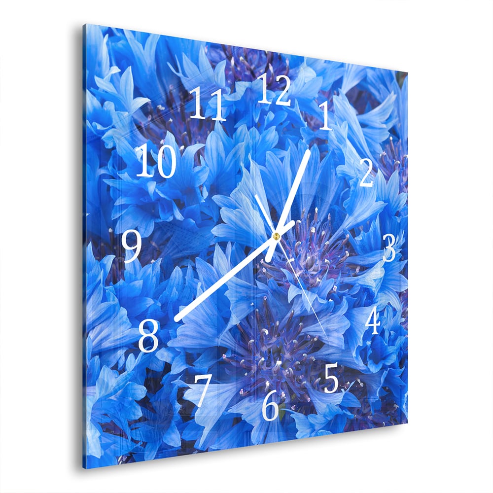 Wandklok 30x30 - Gehard Glas - Blauwe Korenbloem