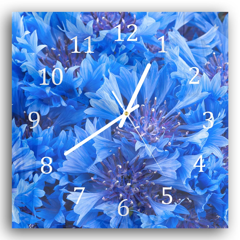 Wandklok 30x30 - Gehard Glas - Blauwe Korenbloem