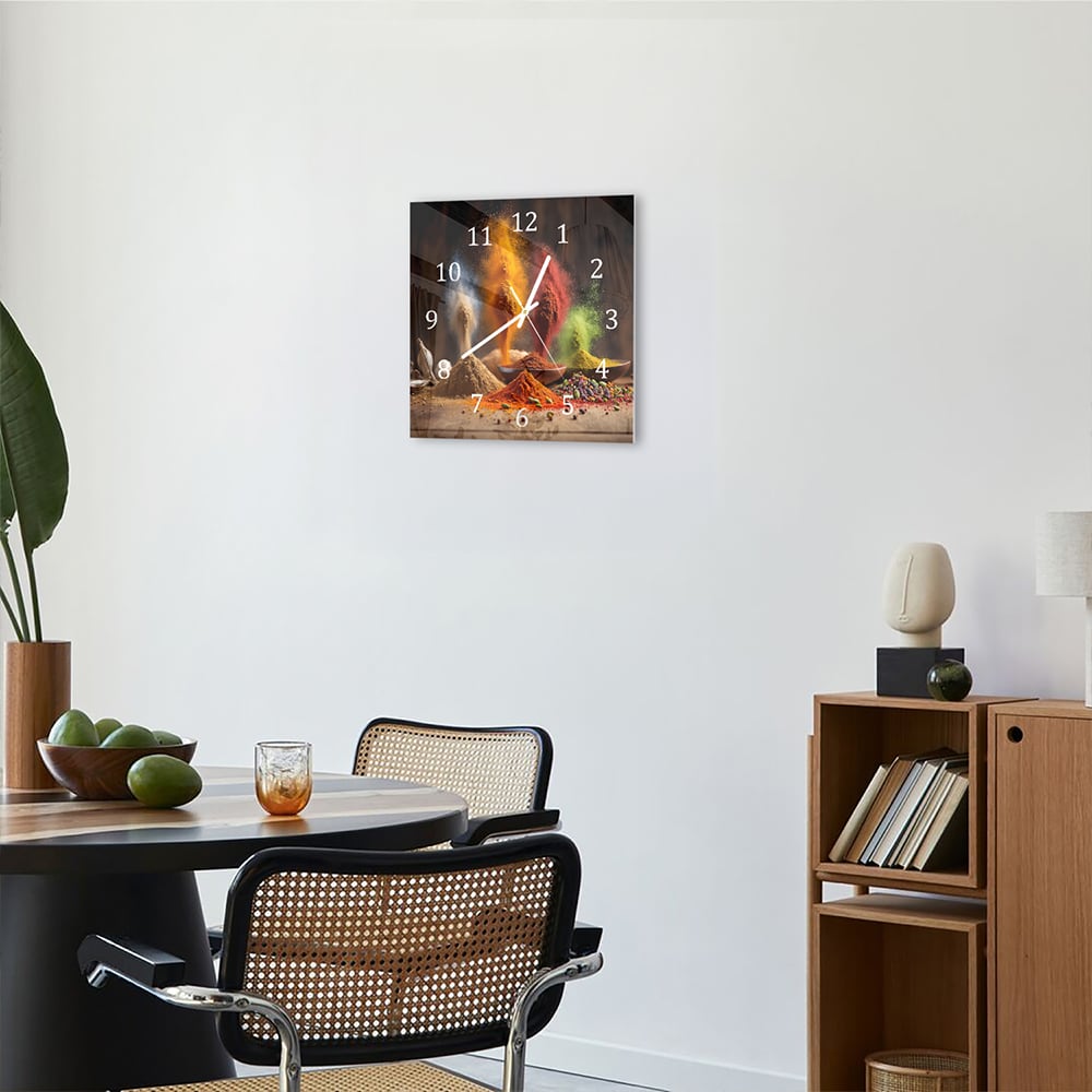 Wandklok 30x30 - Gehard Glas - Specerijenregen op Hout