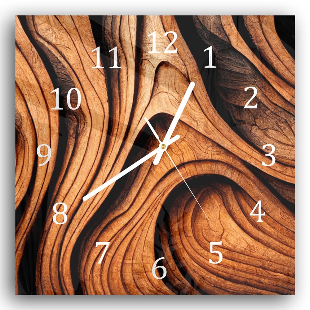 Wandklok 30x30 - Gehard Glas - Abstracte Hout Textuur