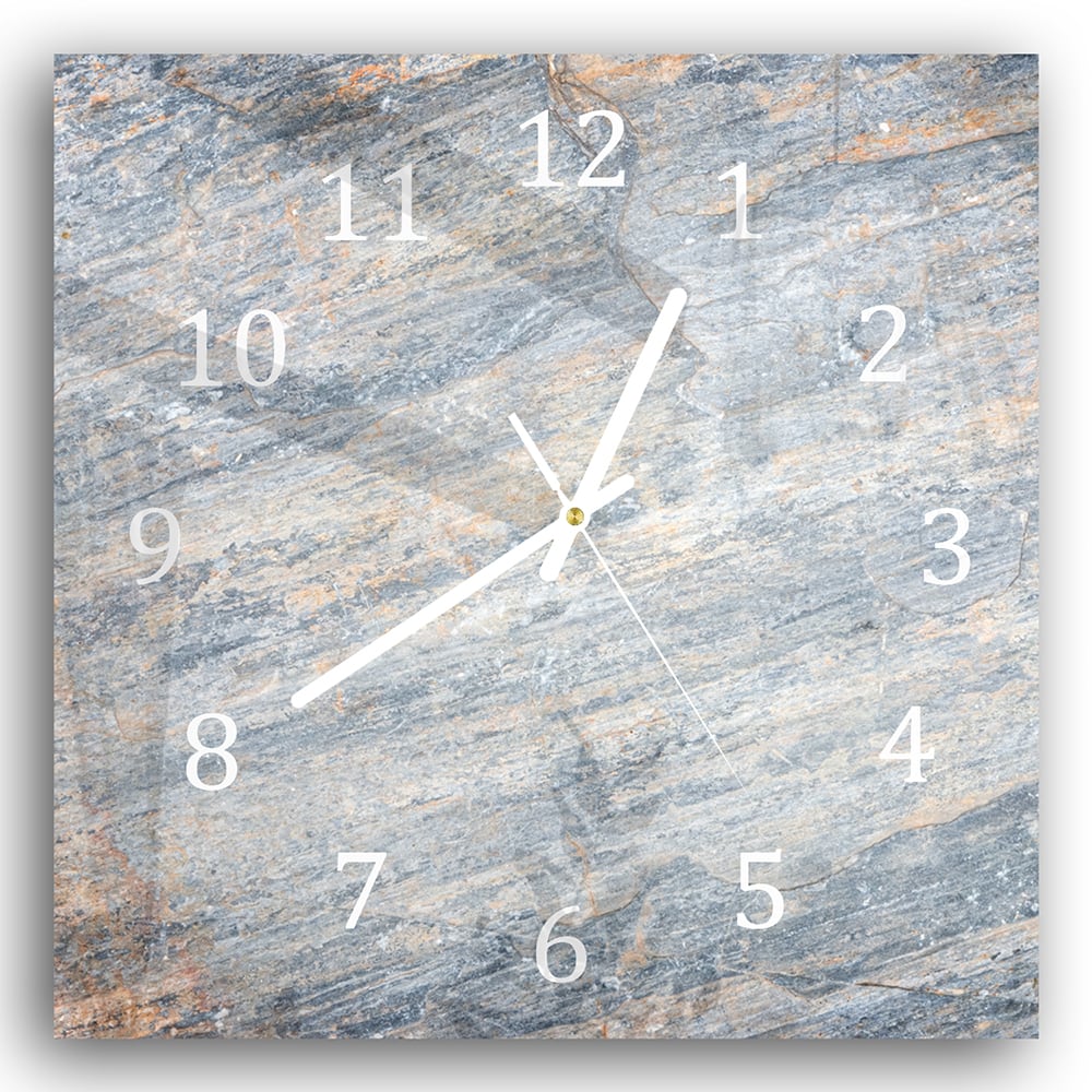 Wandklok 30x30 - Gehard Glas - Gekleurd Leisteen