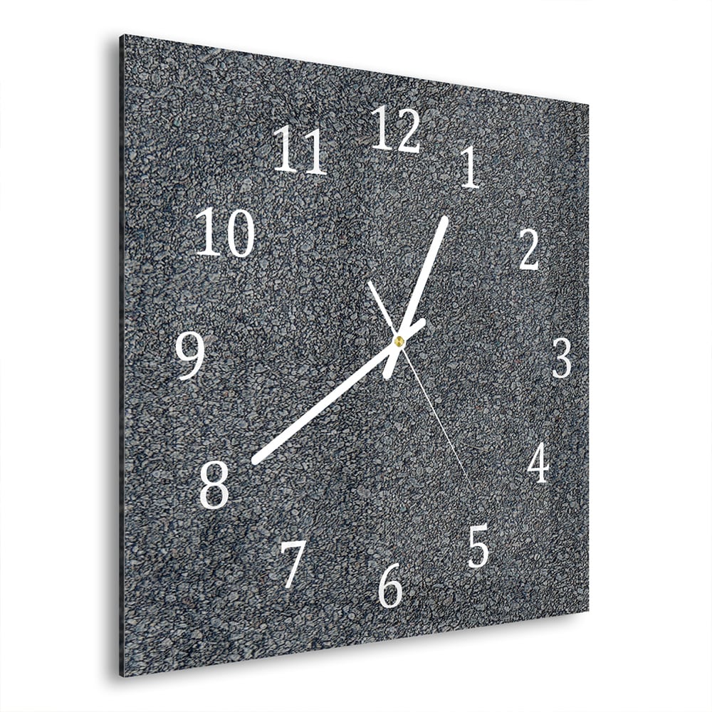 Wandklok Fijne Kasseien 30x30 cm gehard glas