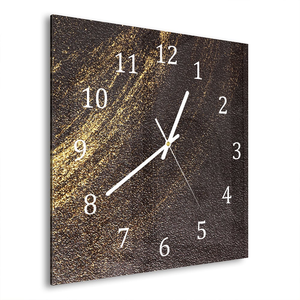 Wandklok 30x30 - Gehard Glas - Gouden Glitter Veeg