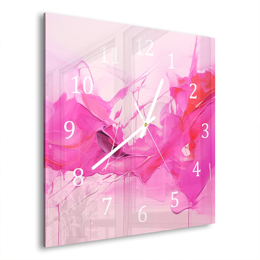 Wandklok Abstracte Verf Kunst 30x30 cm gehard glas