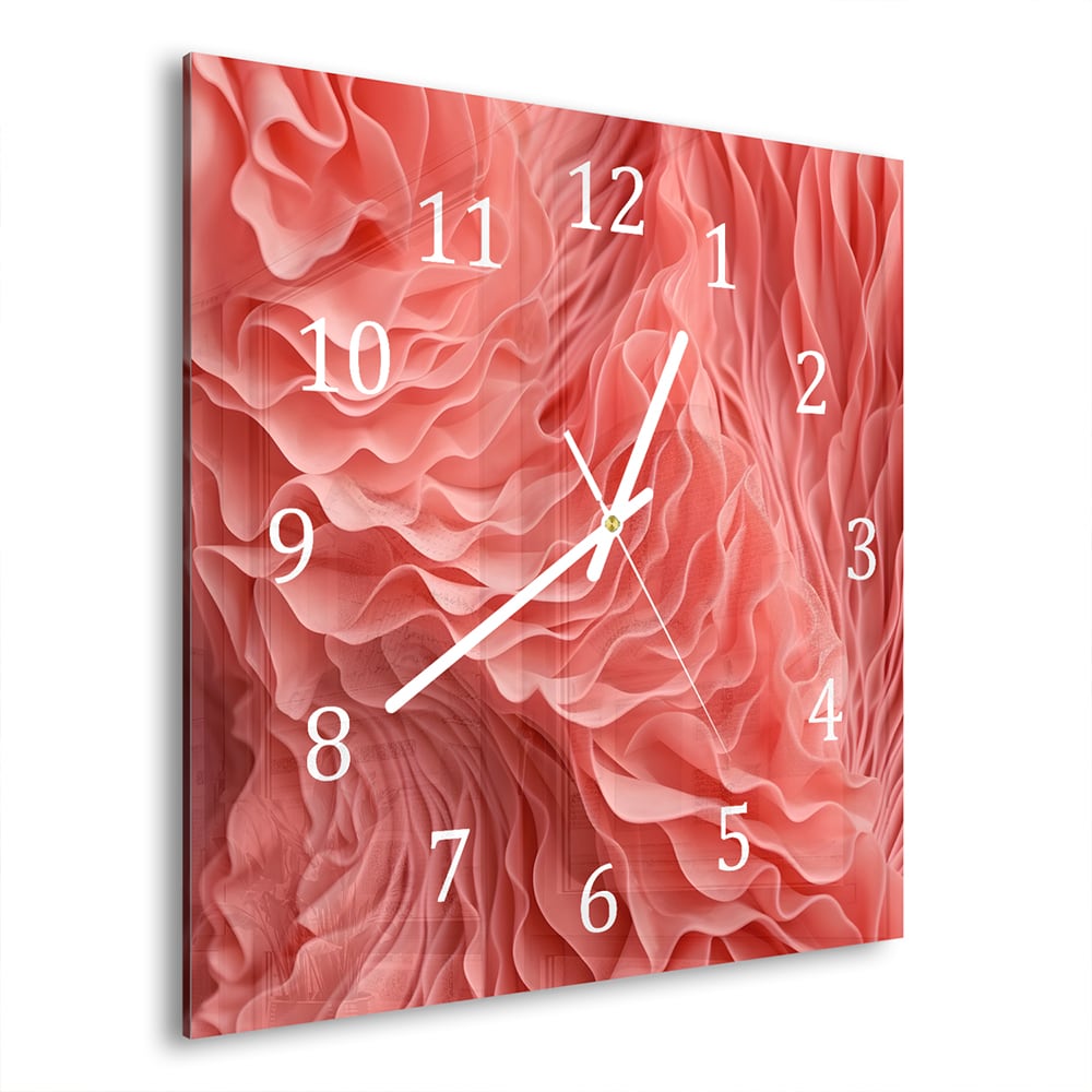 Wandklok Organische Texuur van Koraal 30x30 cm gehard glas