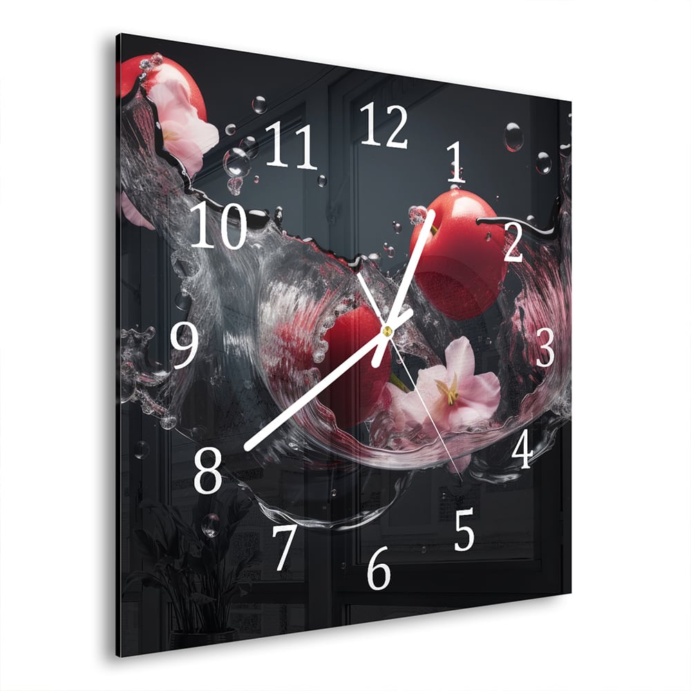 Wandklok 30x30 - Gehard Glas - Tomaten Splash