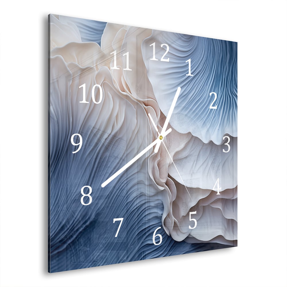 Wandklok Blauwe Paddenstoelen Textuur 30x30 cm gehard glas