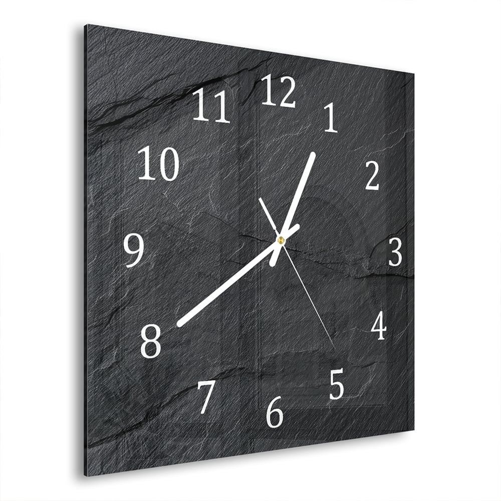 Wandklok Leisteen Textuur 30x30 cm gehard glas