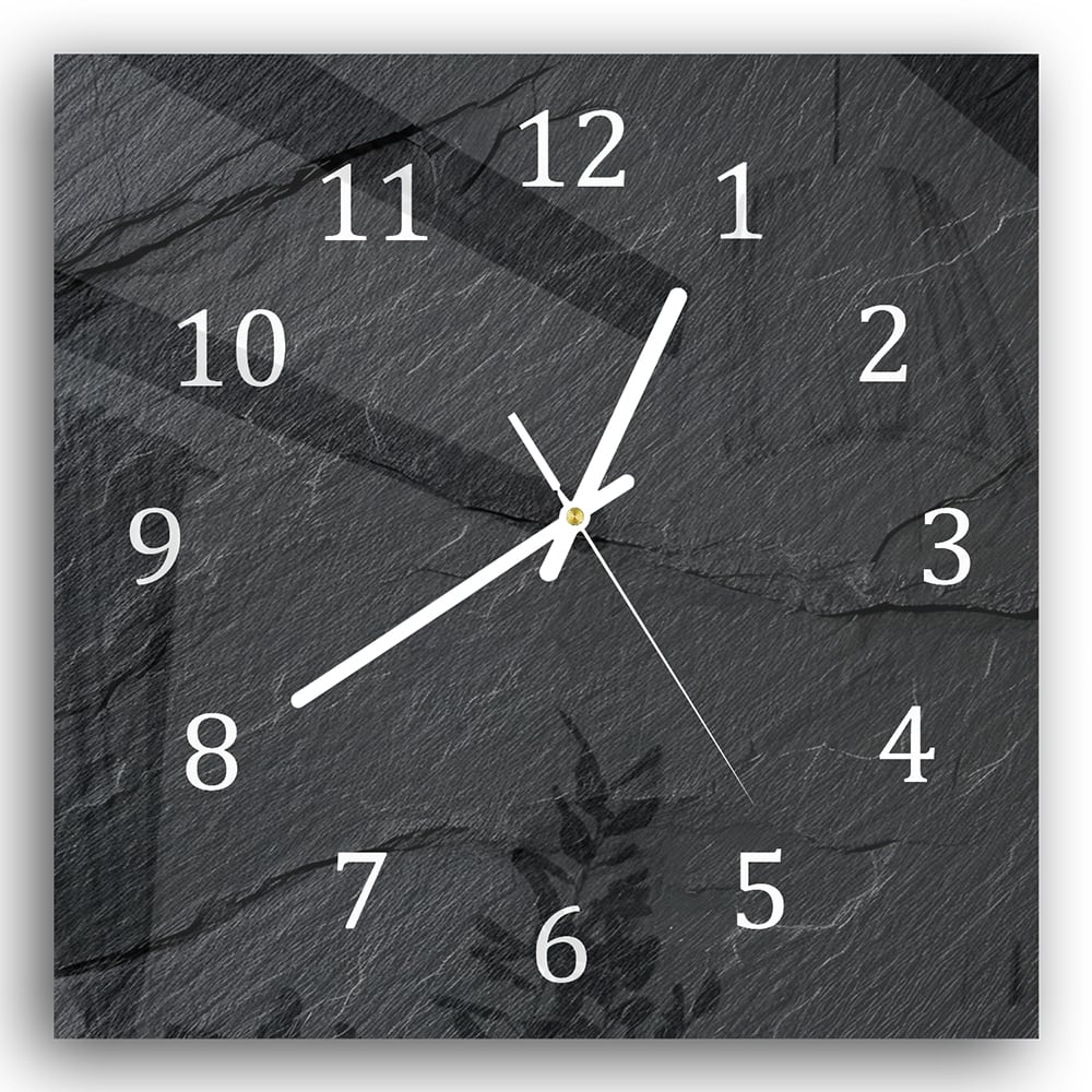 Wandklok 30x30 - Gehard Glas - Leisteen Textuur
