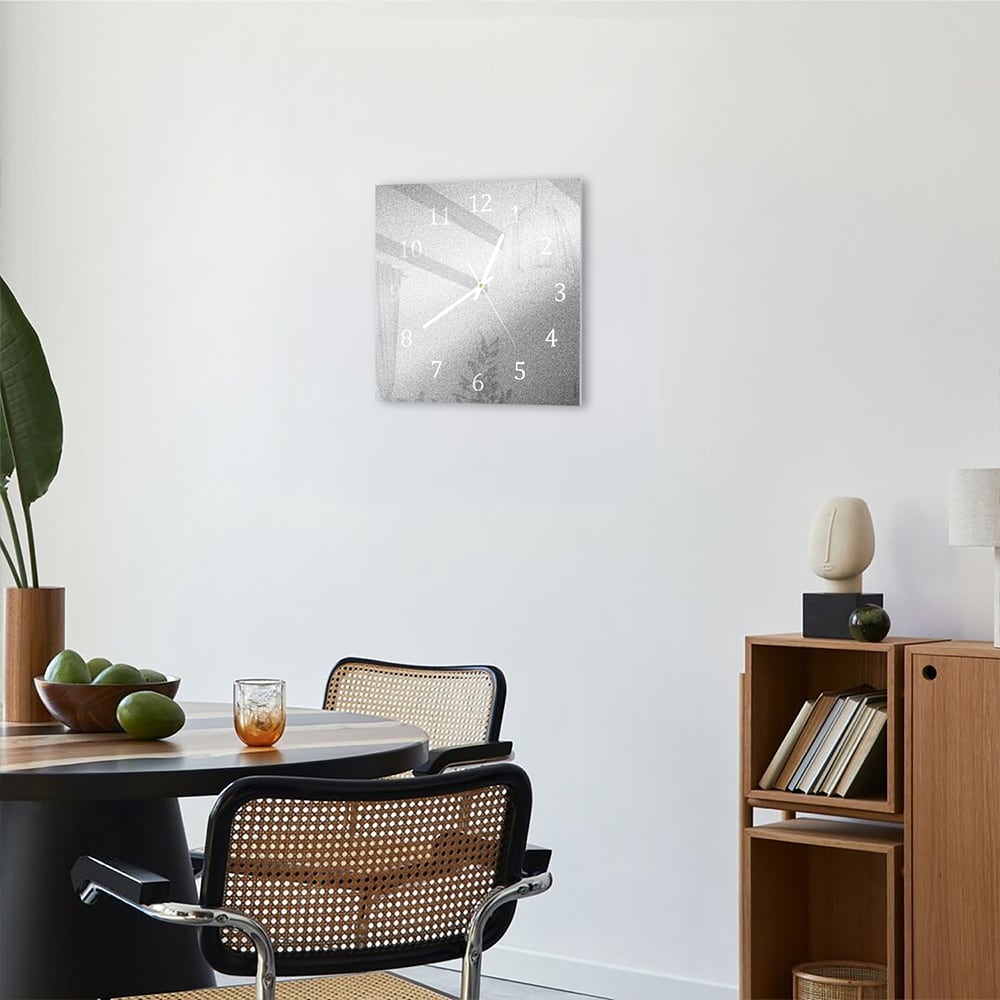 Wandklok 30x30 - Gehard Glas - Zilveren Matte Textuur