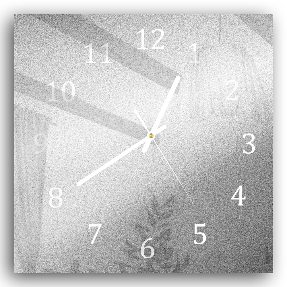 Wandklok 30x30 - Gehard Glas - Zilveren Matte Textuur