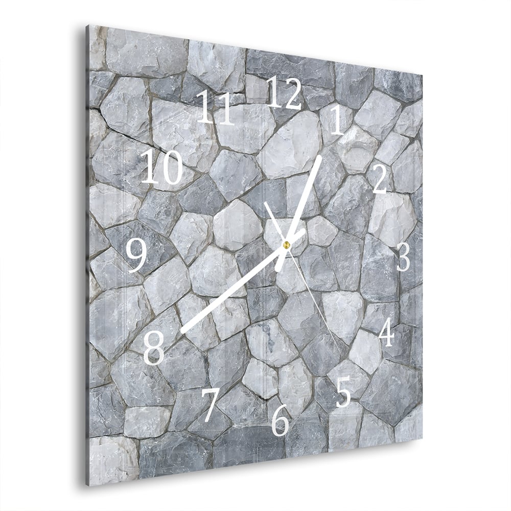 Wandklok Decoratieve Leistenen Muur 30x30 cm gehard glas