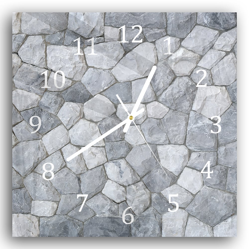 Wandklok 30x30 - Gehard Glas - Decoratieve Leistenen Muur
