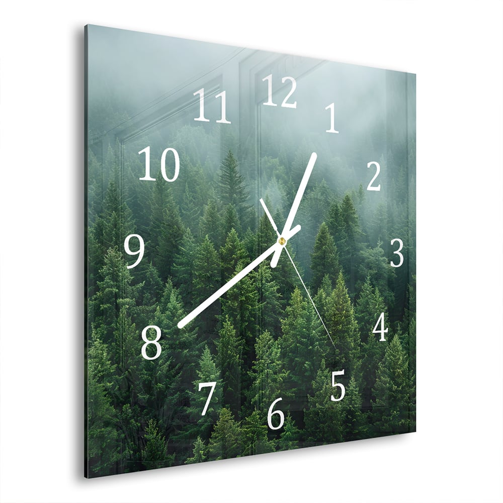 Wandklok 30x30 - Gehard Glas - Dicht Groen Bos