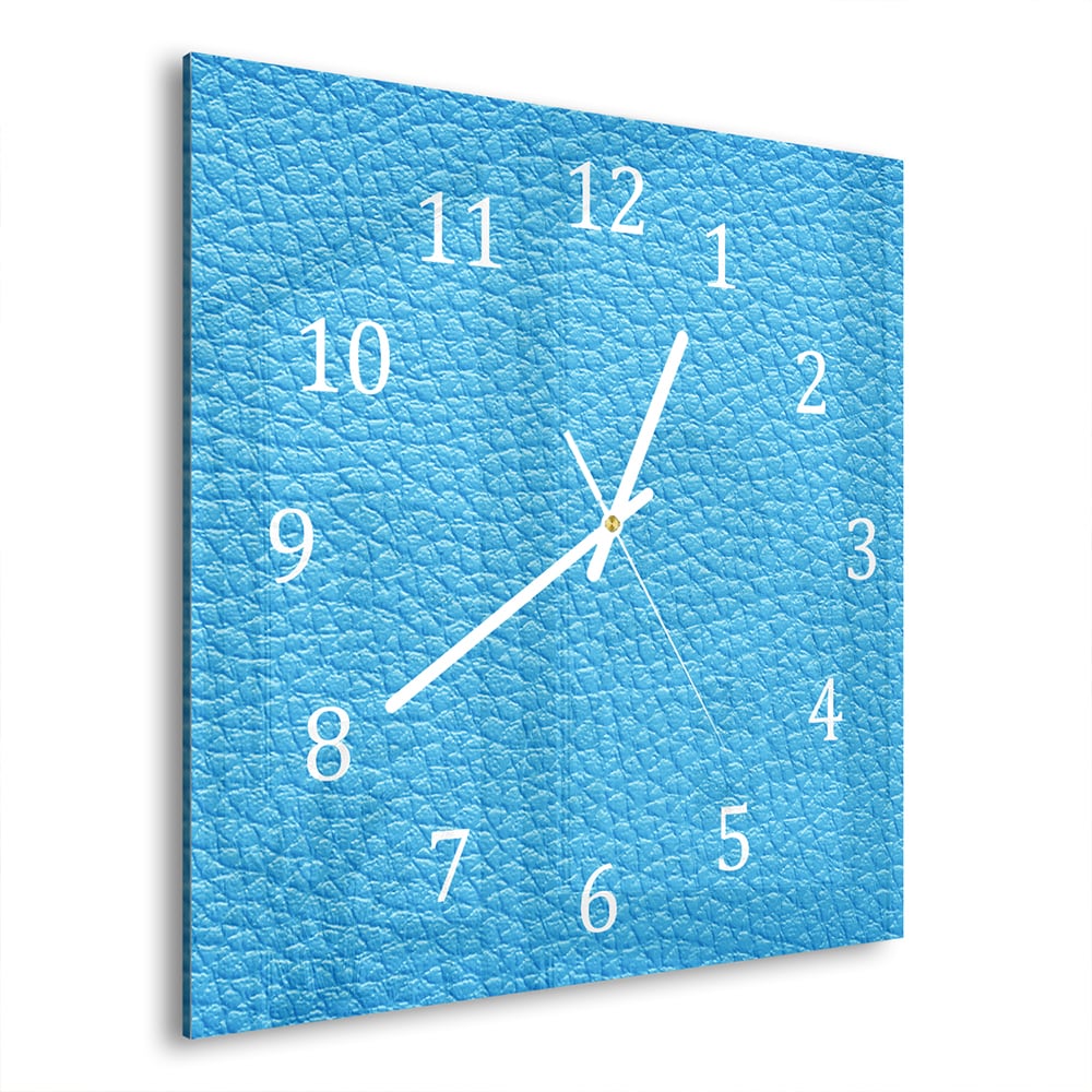 Wandklok Lichtblauw Meer 30x30 cm gehard glas